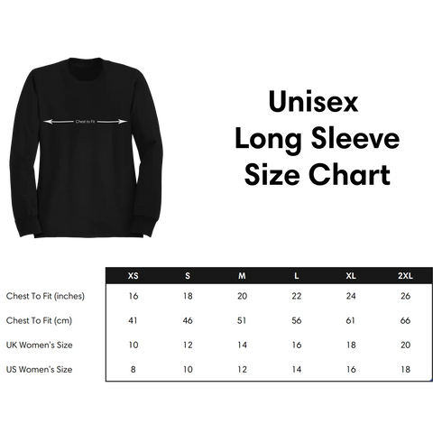 long sleeve size chart