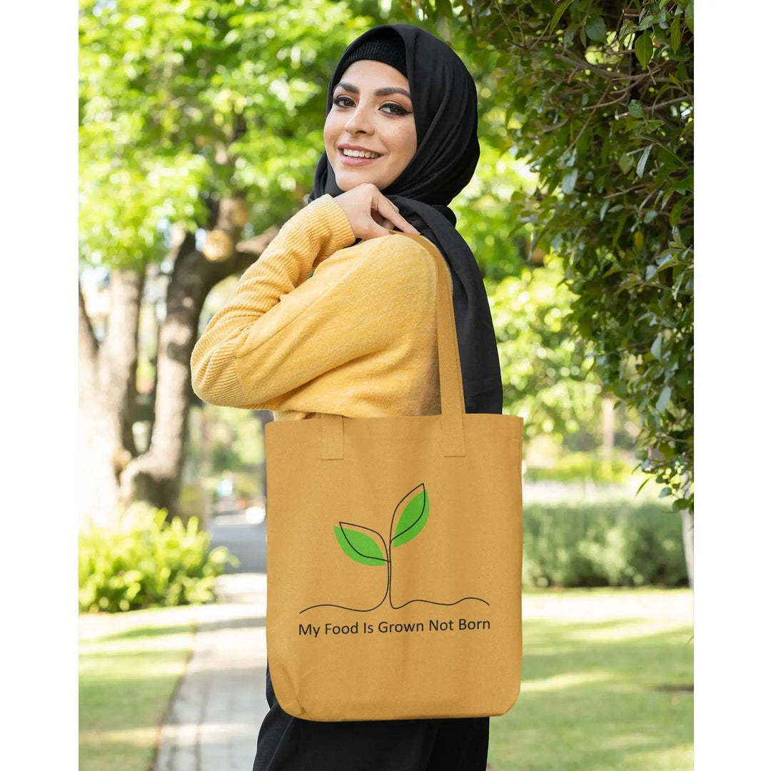 My Food is Grown Not Born Organic Cotton Tote Bag Ethical Plant Based Accessories Vegan As Folk