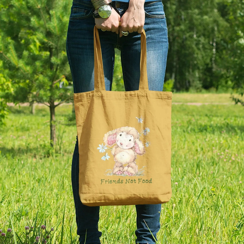 Sheep Friends Not Food Organic Cotton Tote Bag - Vegan As Folk